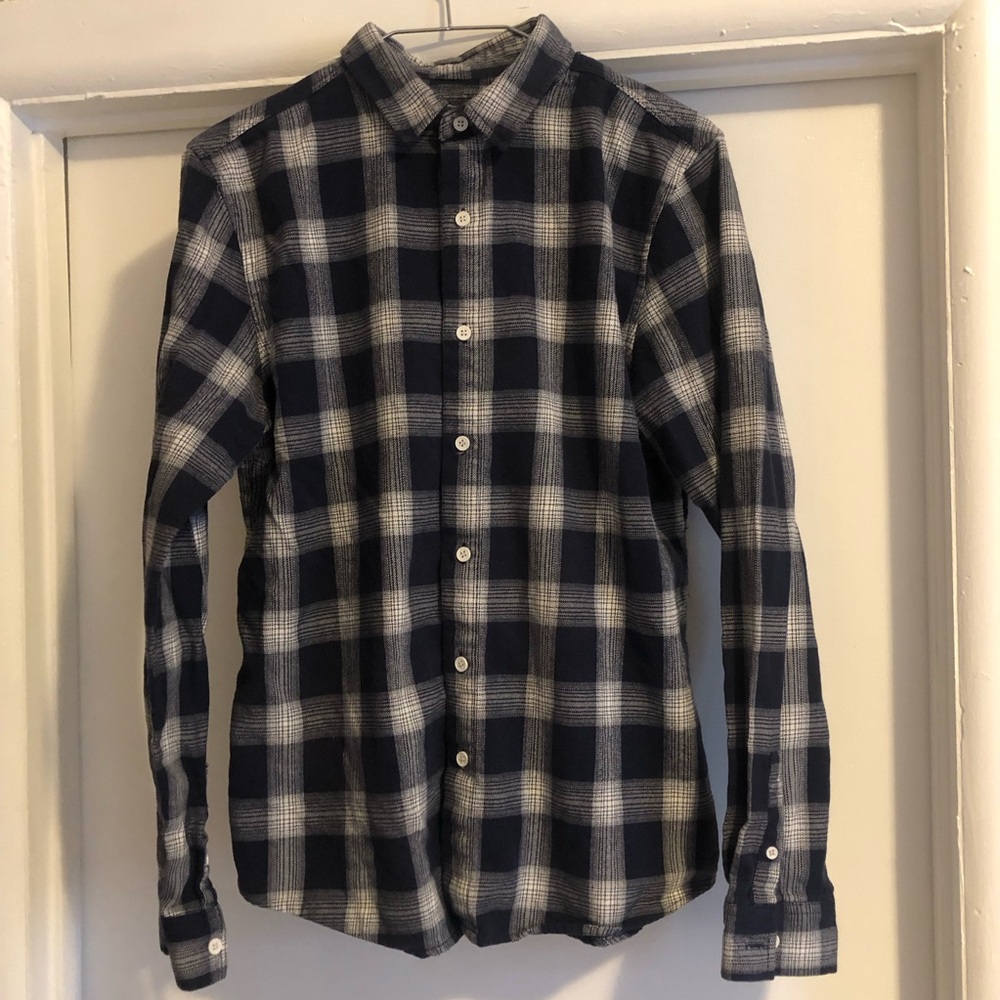 ❤️Native Youth Flannel Plaid Checkered Navy White Shirt Size M